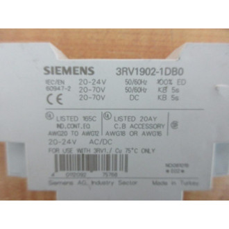 Siemens 3RV1902-1DB0 Circuit Breaker 3RV19021DB0 - Used