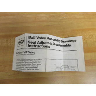 GSR 1081-007 True Union Ball Valve 34" 1081007