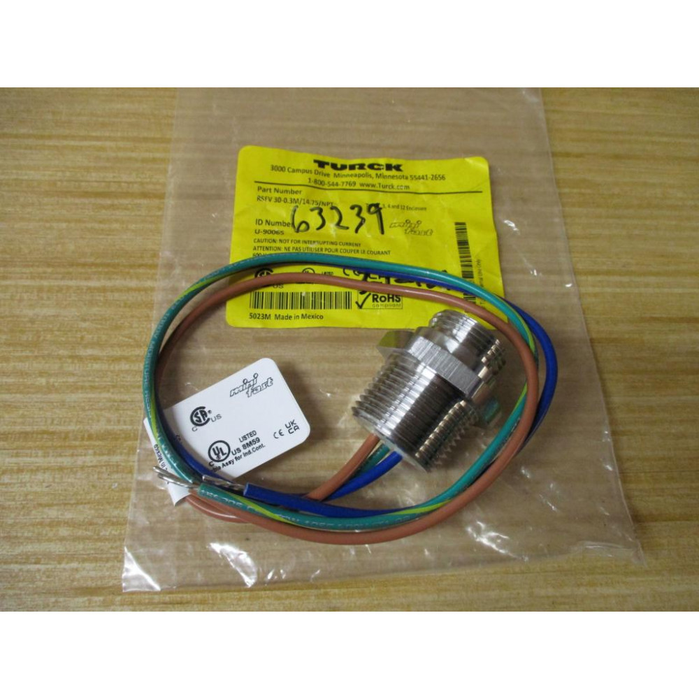 Turck RSFV 30-0.3M14.75NPT Mini-Fast Male Receptacle U-90065