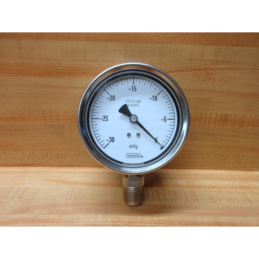 Noshok 0-30-INHG Stainless Steel Vacuum Gauge -30INHG - New No Box