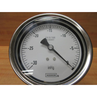Noshok 0-30-INHG Stainless Steel Vacuum Gauge -30INHG - New No Box