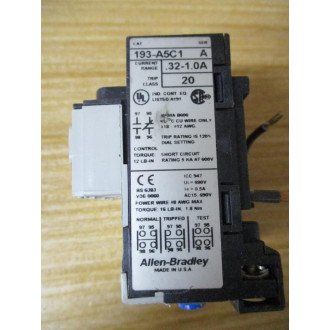 Allen Bradley 193-A5C1 Thermal Overload Relay 0.32-1.0A - Used