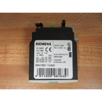 Siemens 3RH1921-1CA01 Contact Block 3RH19211CA01 - Used