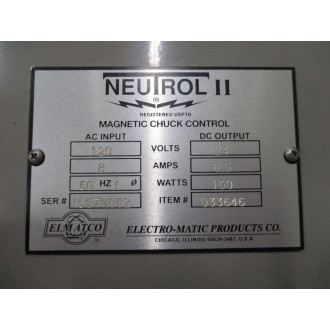 Electro-Matic 033646 Neutrol II Magnetic Chuck Control - New No Box
