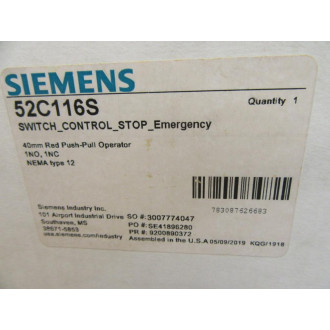 Siemens 52C116S Emergency Switch