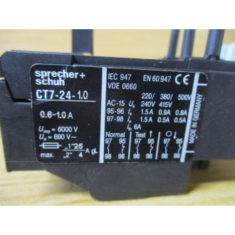 Sprecher + Schuh CT7-24-1.0 Thermal Overload Relay 0.6-1.0A - Used