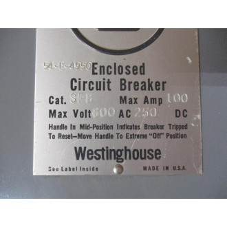 Westinghouse SFB Enclosed Circuit Breaker 54E4951 - New No Box