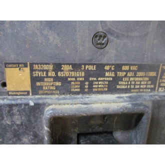 Westinghouse JA3200W Circuit Breaker 200 AMP - Used
