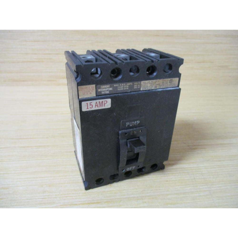 Square D FAL34015 Circuit Breaker 15 Amp FAL30415 Old Style - Used
