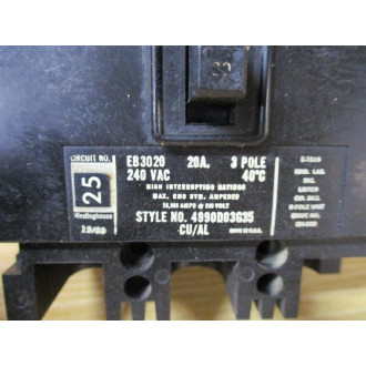 Westinghouse EB3020 Circuit Breaker 20 AMP Chipped Corner - Used