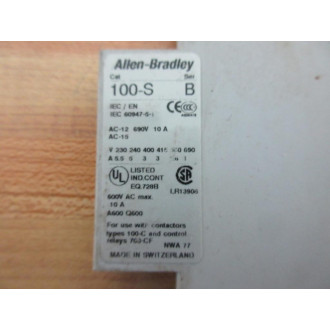 Allen Bradley 100-SB11 Auxiliary Contact 100SB11 - Used