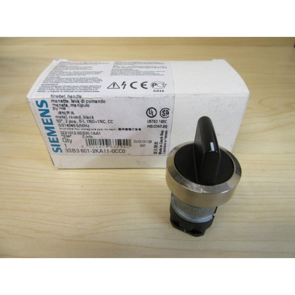 Siemens 3SB3601-2KA11 Selector Switch 3SB3601-2KA11-0CC0 Operator Only