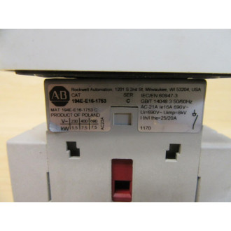 Allen Bradley 194E-E16-1753 Disconnect Switch WRotary Knob - Used