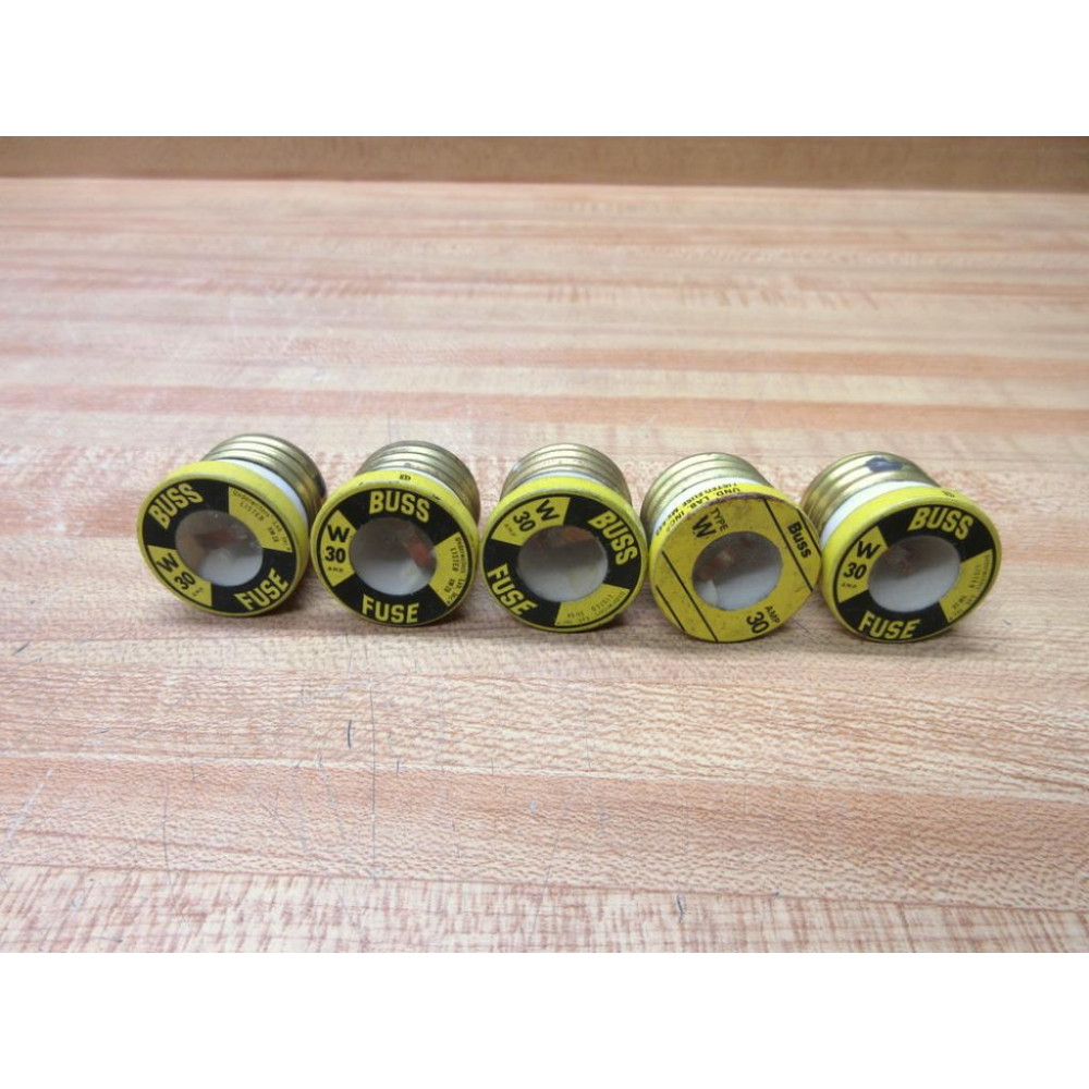 Buss W-30 Bussmann Plug Fuse W30 (Pack of 5) - Used