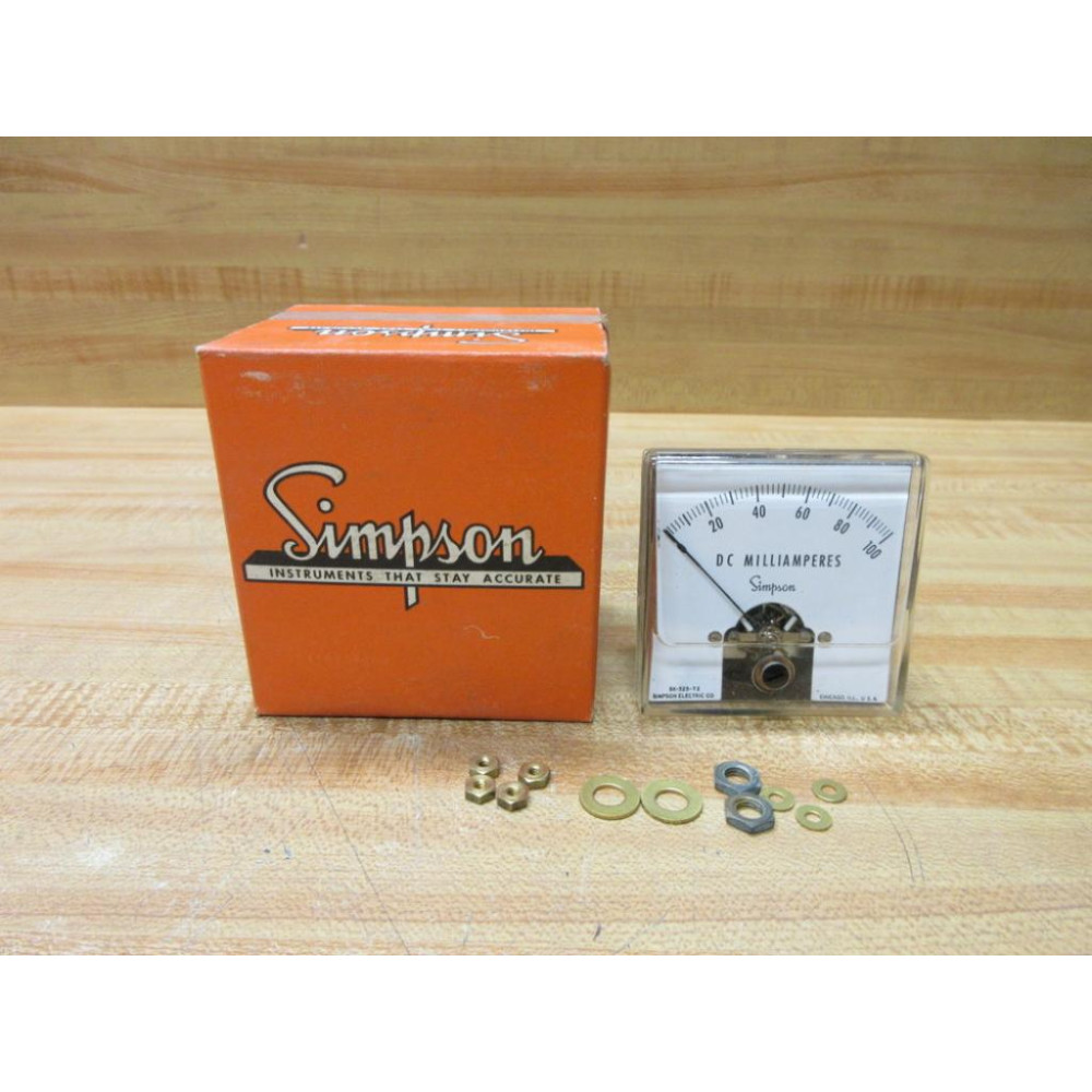Simpson M1227-0-100 DC MA DC Milliamperes Panel Meter SK-525-T2