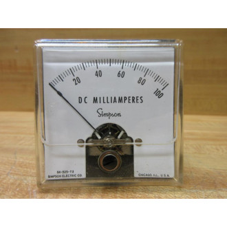 Simpson M1227-0-100 DC MA DC Milliamperes Panel Meter SK-525-T2