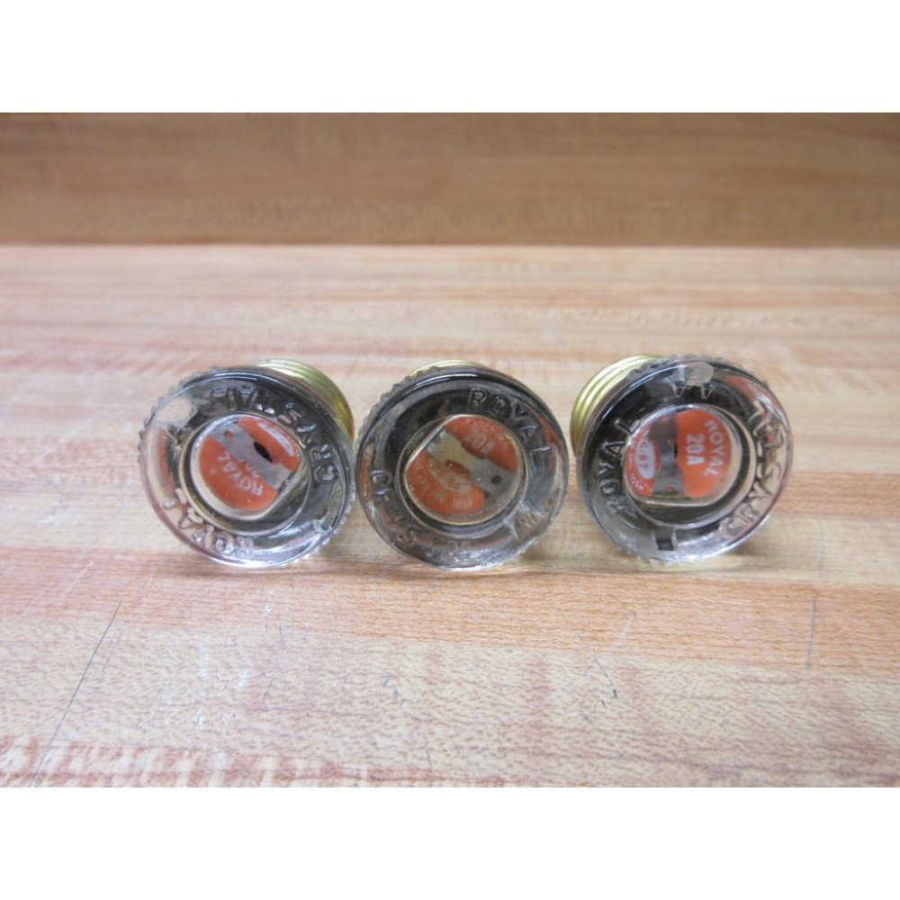 Royal 20A Crystal Glass Plug Fuse (Pack of 3) - Used