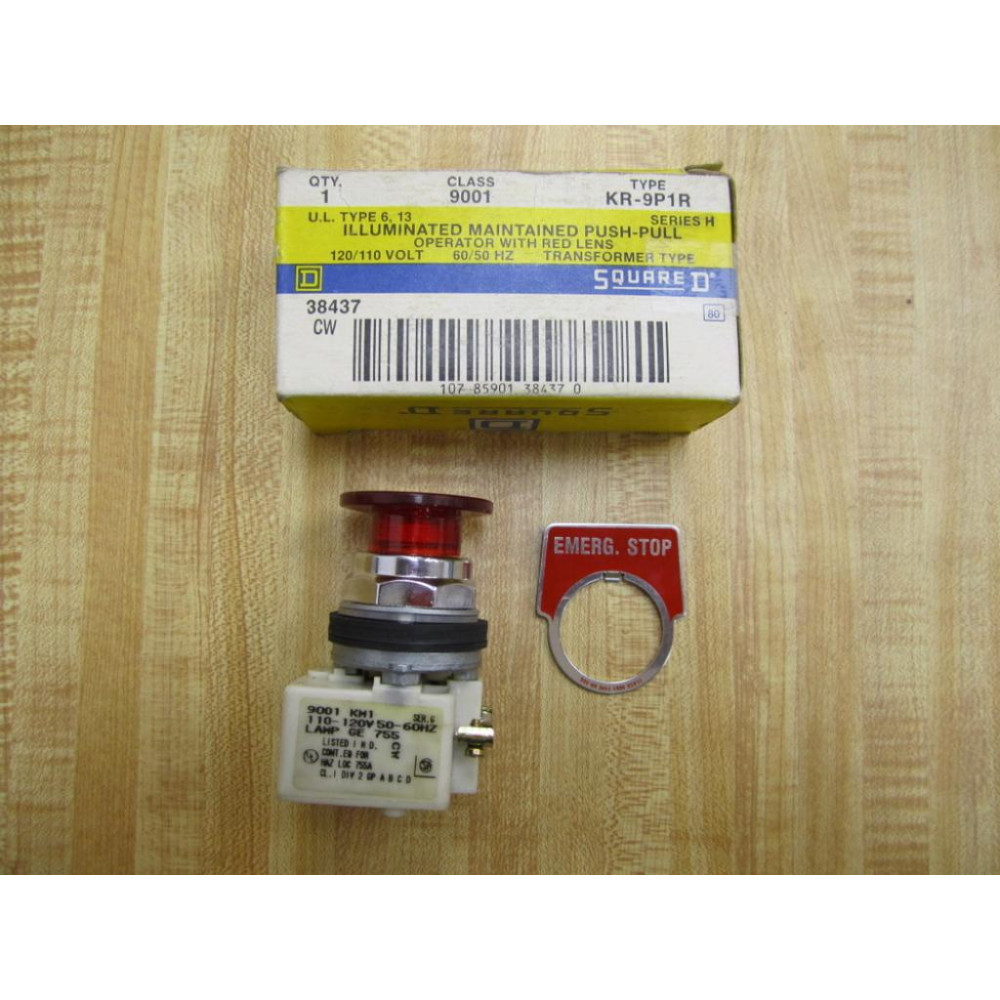 Square D 9001-KR9P1R Push-Pull Switch 9001KR9P1R