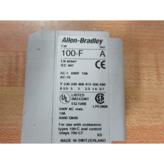 Allen Bradley 100-FA11 Auxiliary Contact 100FA11 Series A - Used