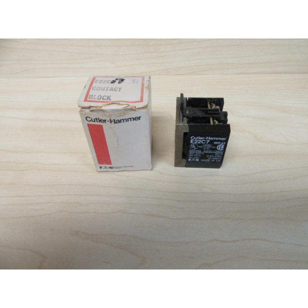 Cutler Hammer E22C7 Contact Block 1 N.O. 1 N.C. Metallic