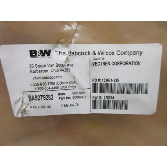 Babcock & Wilcox 8000042 B&W Shim Pack 378554