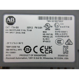 Allen Bradley 1734-IB8 Input Module 1734IB8 Mounted - New No Box