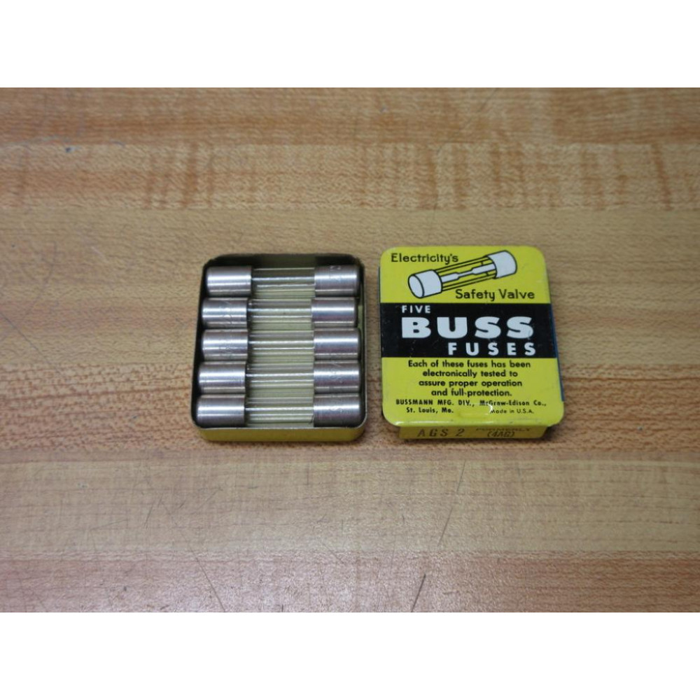 Buss AGS-2 Bussmann Fuse AGS2 Formerly 4AG Fine Wire Element (Pack of 5)