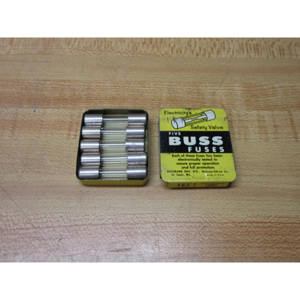 Buss AGS-1 Bussmann Fuse AGS1 Formerly 4AG Fine Wire Element (Pack of 5)