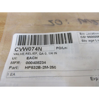 HP532B-2M-250 Relief Valve HP532B2M250 - New No Box