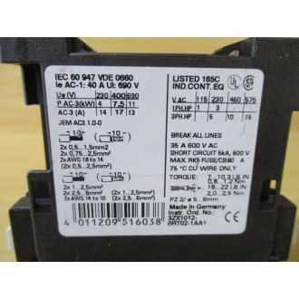 Siemens 3RT1025-1BB44-3MA0 Contactor 3RT10251BB443MA0 - Used