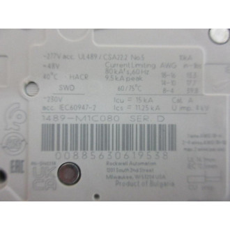 Allen Bradley 1489-M1C080 8 AMP Circuit Breaker 1489M1C080 . - New No Box