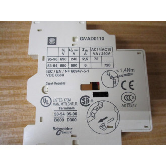 Telemecanique GVA-D0110 Contact Block 034353 - Used