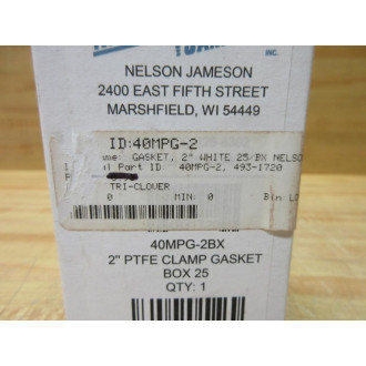 Nelson-Jameson 4931720 Clamp Gasket 40MPG-2 (Pack of 22) - New No Box