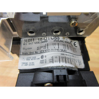 Siemens 3LD11-18-OTC53 Disconnect Switch 3LD1118OTC53 - Used