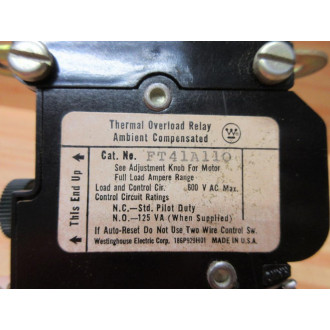 Westinghouse FT41A110 Thermal Overload Relay - Used