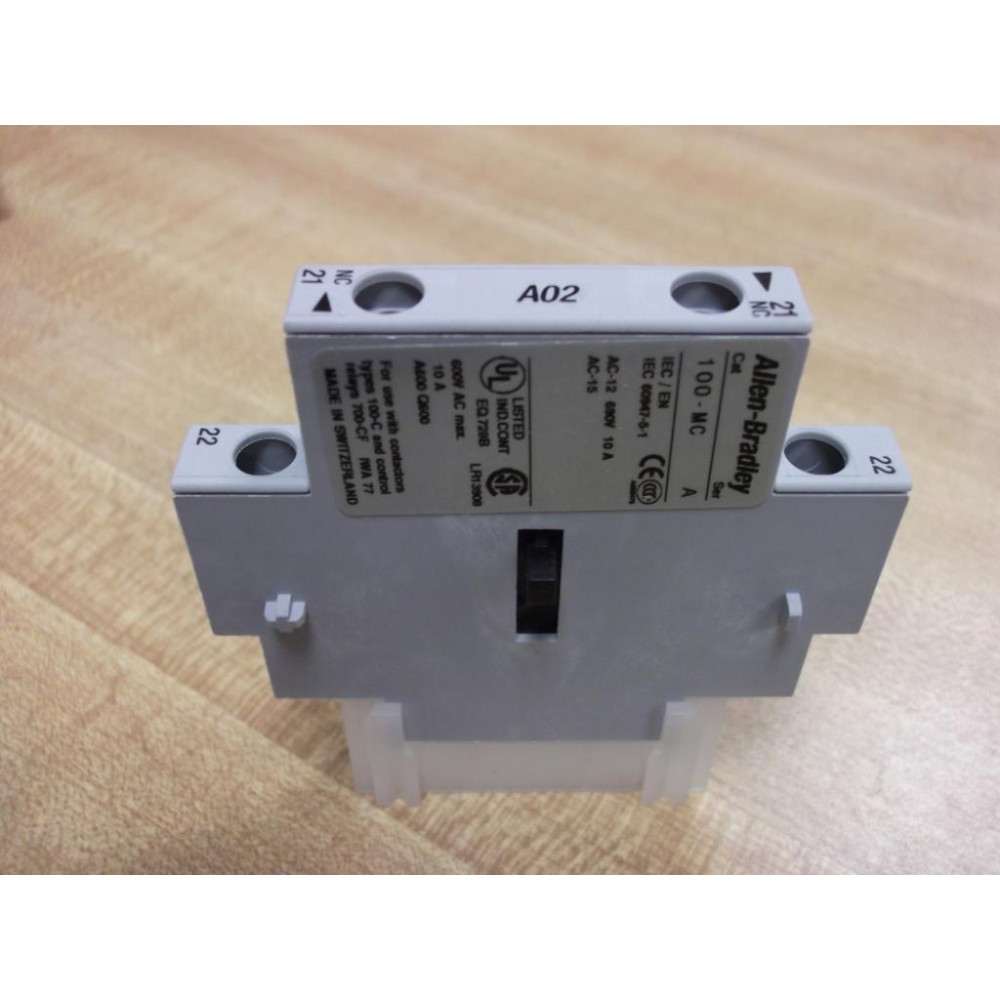 Allen Bradley 100-MCA02 Auxiliary Contact 100MCA02 Series A - Used
