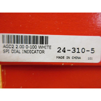 SPI 24-310-5 Dial Indicator AGD2 2.00 1-100 White   243105