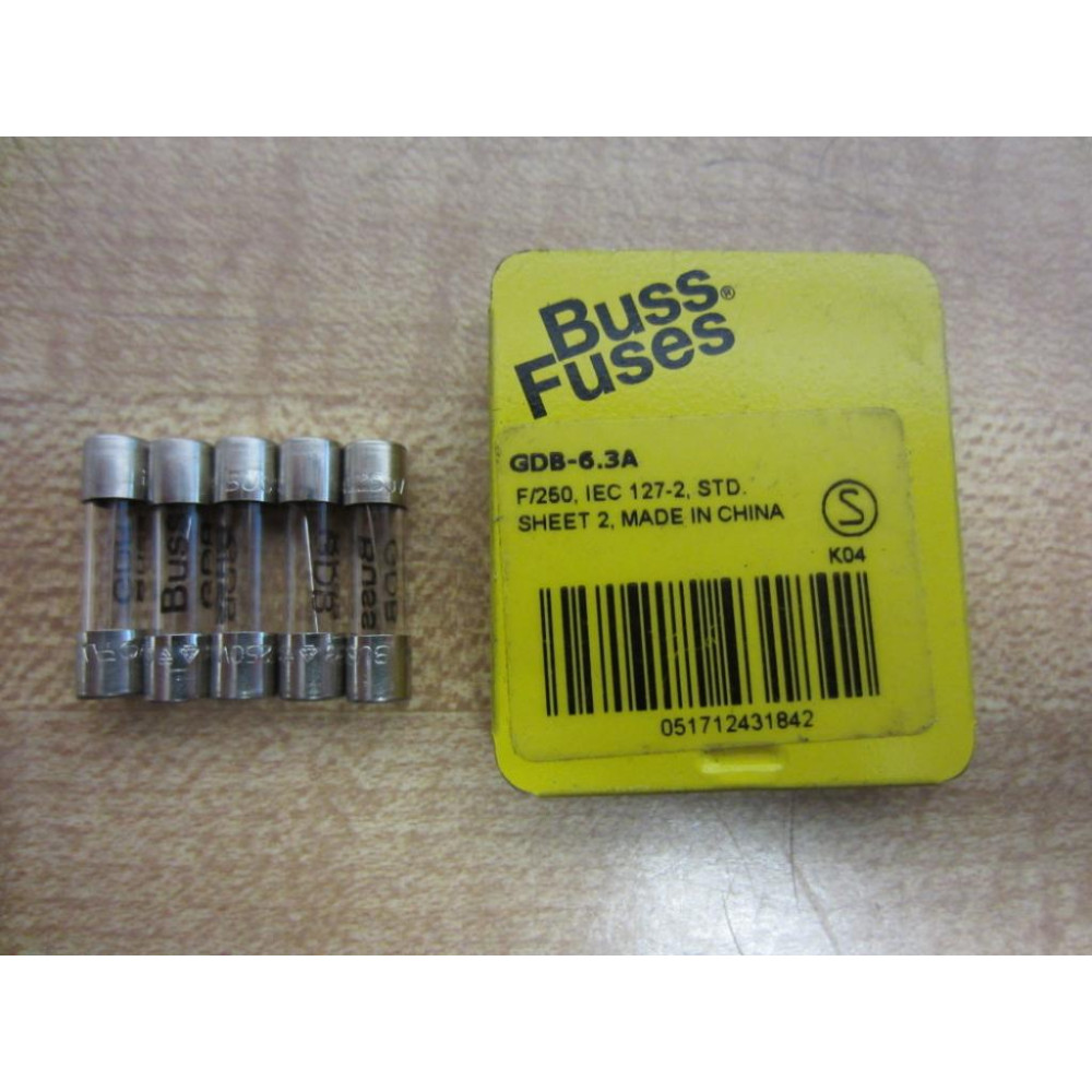 Buss GDB-6.3A Bussmann Fuse Cross Ref 1CC76 (Pack of 5)