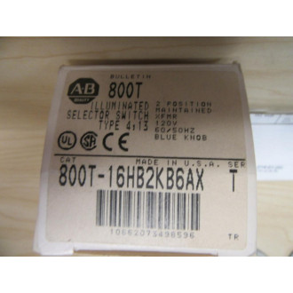 Allen Bradley 800T-16HB2KB6AX Selector Switch 800T16AB2KB6AX