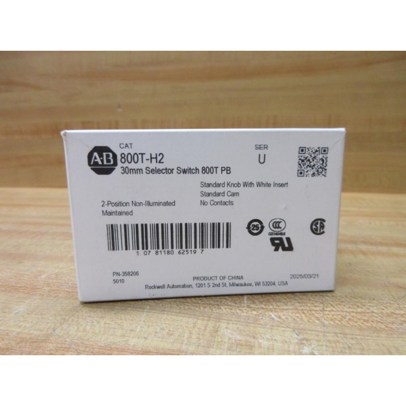 Allen Bradley 800T-H2 Selector Switch 800TH2 EMPTY BOX ONLY! Series U