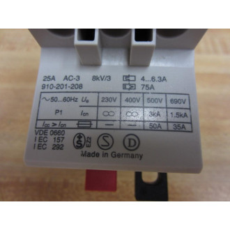 AEG 910-201-208 4-6.3A Starter MBS25 910-201-208-000 - Used