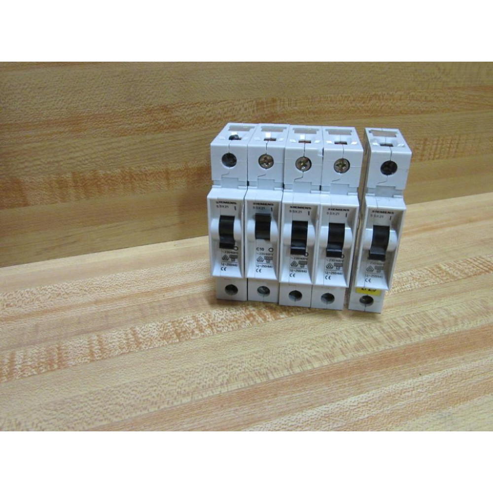 Siemens 5SX21-C10 10A Circuit Breaker 5SX21C10 (Pack of 5) - Used