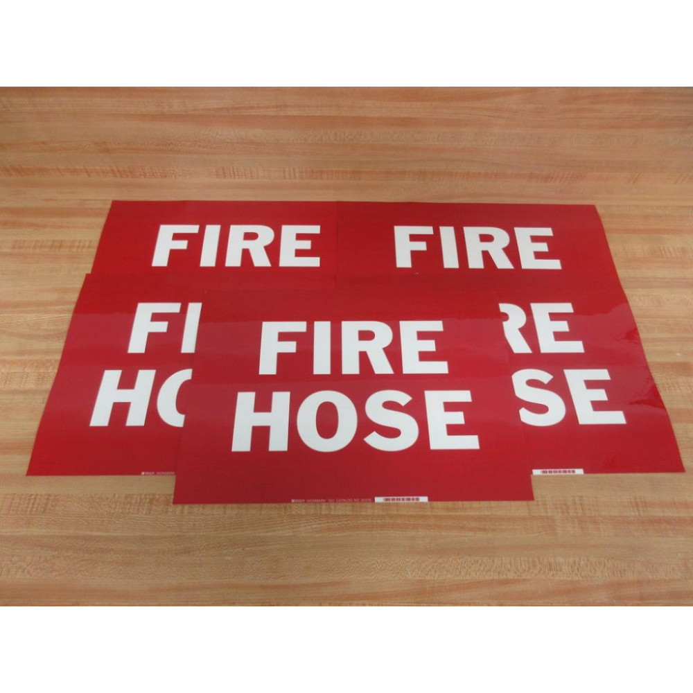 Brady 85278 Fire Hose Sign (Pack of 5) - New No Box