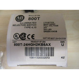 Allen Bradley 800T-24HGH2KB6AX Selector Switch