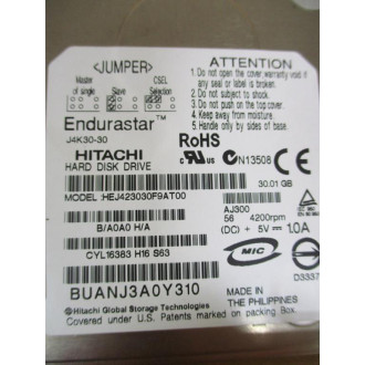 Hitachi HEJ423030F9AT00 Endurastar Hard Disk Drive J4K30-30 - Used