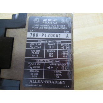 Allen Bradley 700-P1200A1 Relay 700P1200A1 Series A - Used