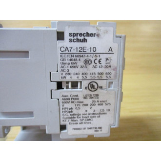 Sprecher + Schuh CA7-12E-10-110E Contactor CA712E10110E - Used