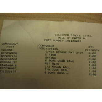 Schrader Bellows 191108003 Seal Kit