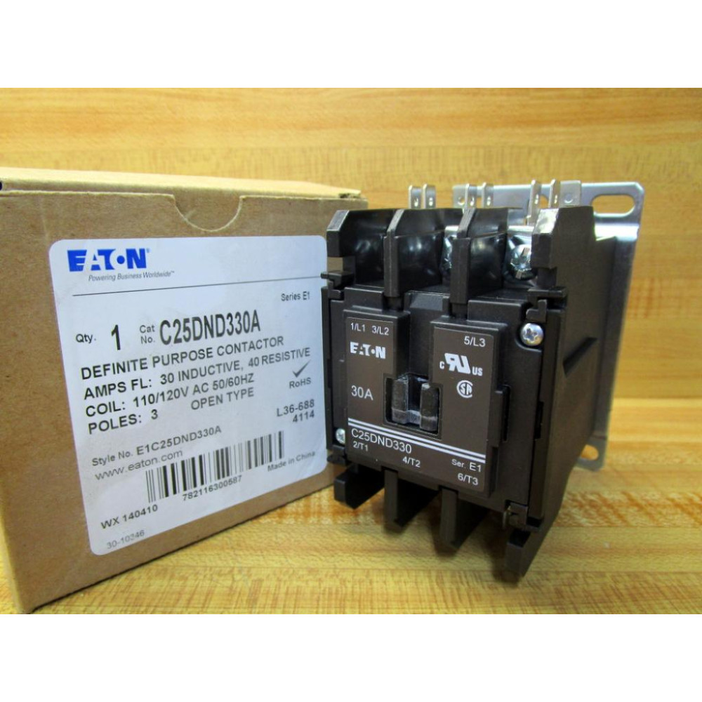 Eaton C25DND330A Cutler-Hammer Contactor C25DND330 Ser. E1, 110-120V