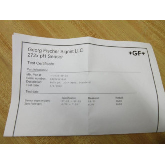 Georg Fischer Signet 3-2726-HF-10 pH Sensor 159 001 551